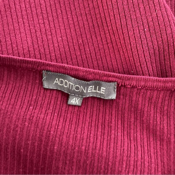 Addition Elle Ribbed Keyhole Front Knit Scoop Neck Sweater Burgundy Plus Size 4X - Picture 8 of 10